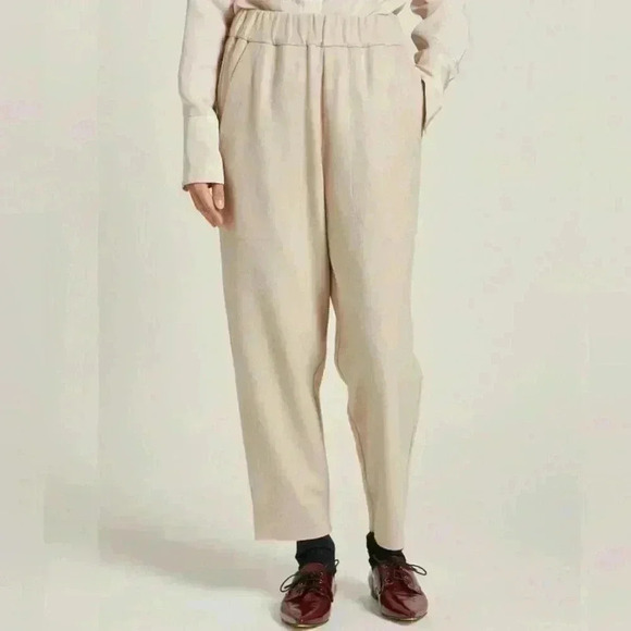 Joie Pants Women Medium Taupe High Rise Elastic Paper Bag Waist Pull On Tan/Gray - Picture 2 of 9